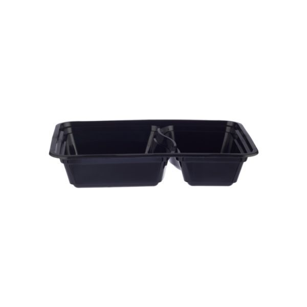 Black polypropylene dual compartment food container base