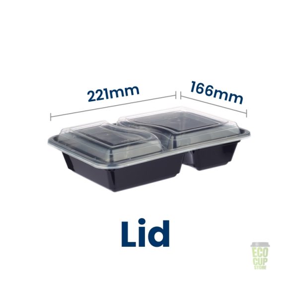 Black polypropylene dual compartment food container base