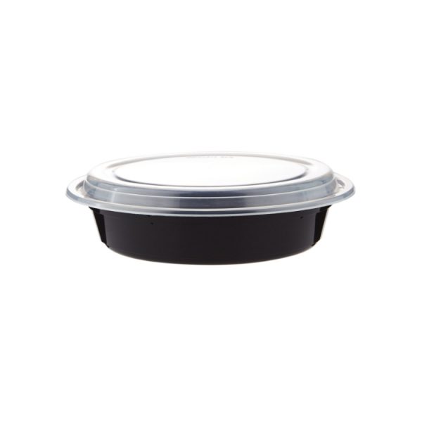 Black round polypropylene food container 48oz