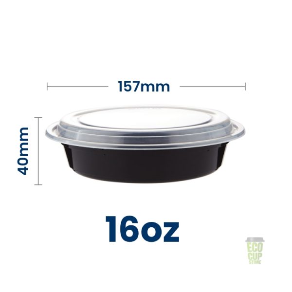 Round Black microwavable round food container (with lid)