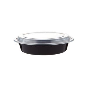 Round Black microwavable round food container (with lid)