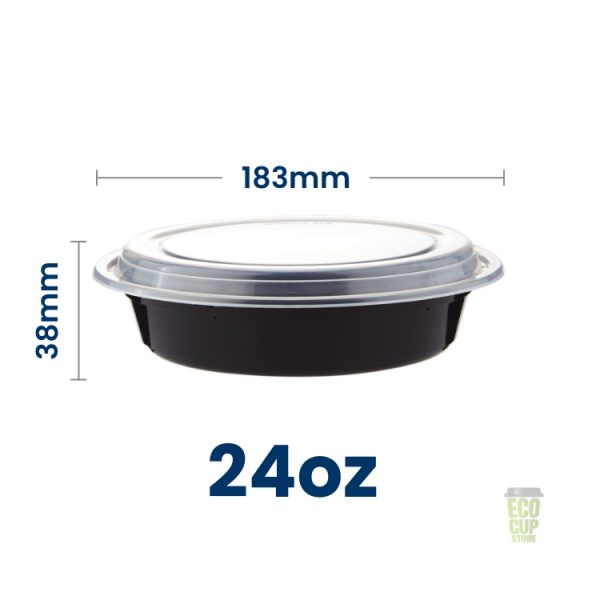 Round Black microwavable round food container (with lid)