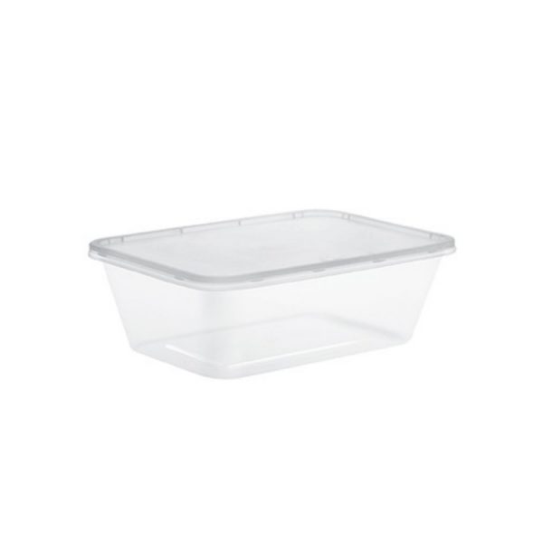 Clear microwavable rectangular food container (with lid)