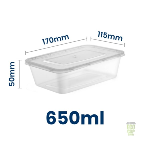 Clear HD microwavable rectangular food container (with lid)