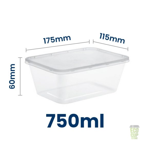 Clear microwavable rectangular food container (with lid)