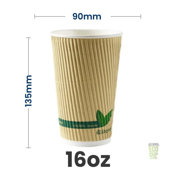 Compostable Kraft Ripple Wrap Paper Coffee Cup