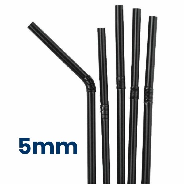 Displast Compostable Black PLA Bendy Straws