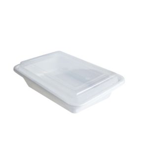 White Rectangular Microwavable container