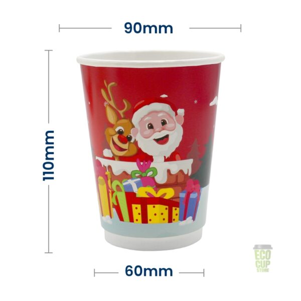 12oz Merry Christmas Red Double Wall Christmas Cups - Image 4