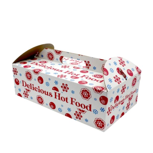 White Printed Takeaway Carry Boxes